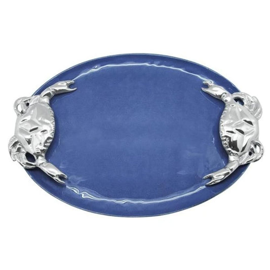 Mariposa Cobalt Crab Handled Serving Tray