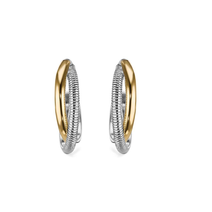 Judith Ripka Eternity Round Hoop Earrings with 18K Gold