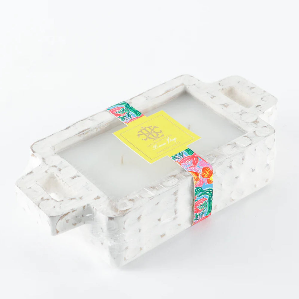 Lux Candle in Whitewashed Rectangle Bowl