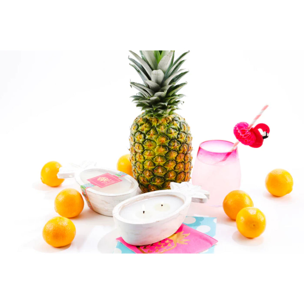 Lux Candle in Whitewashed Pineapple Bowl- Orange Vanilla