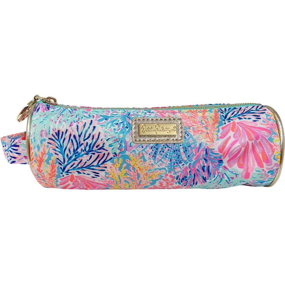 Colorful Lilly Pulitzer Pencil Pouch with logo on a white backround. 