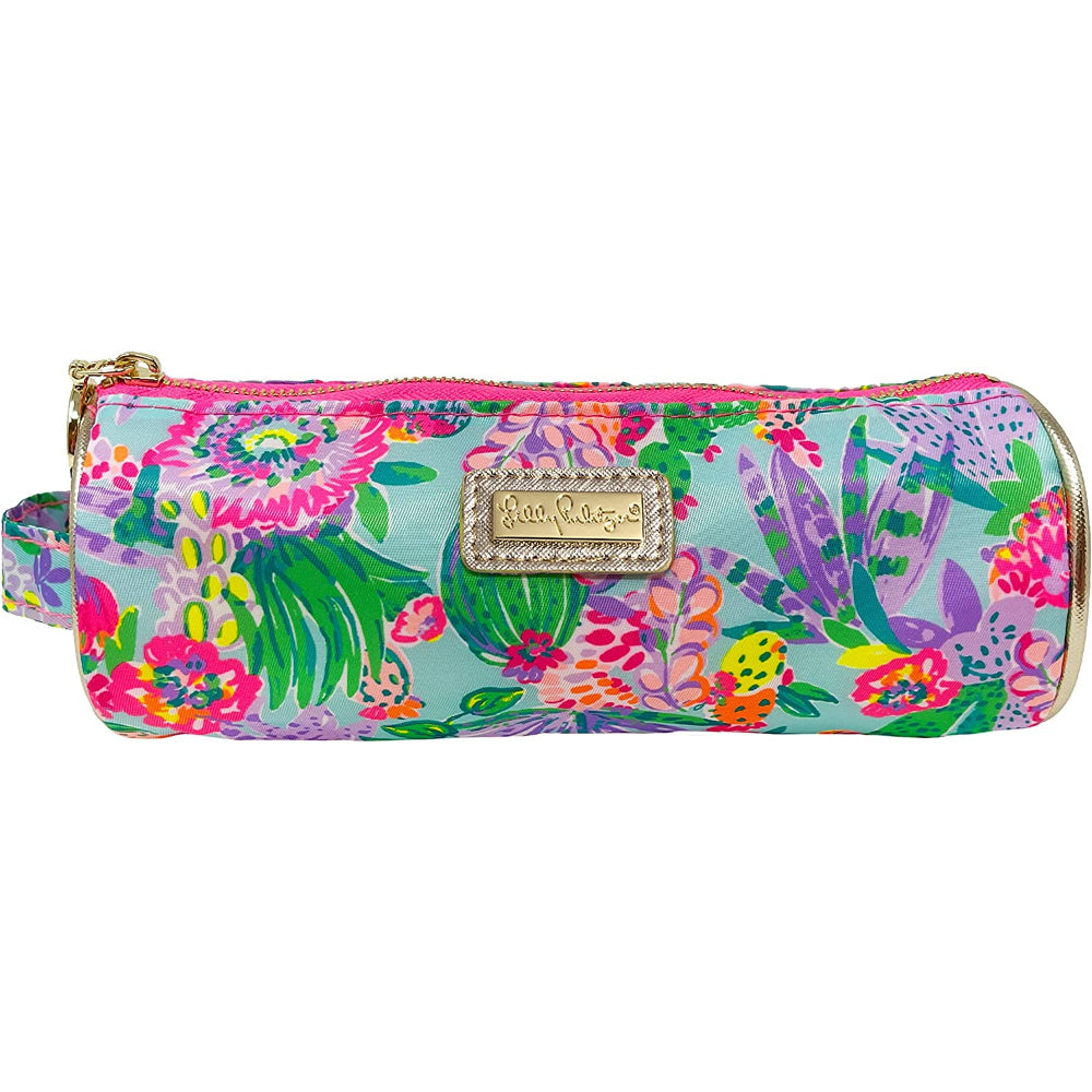 Colorful floral Me and My Zesty pencil pouch on a white backround. 