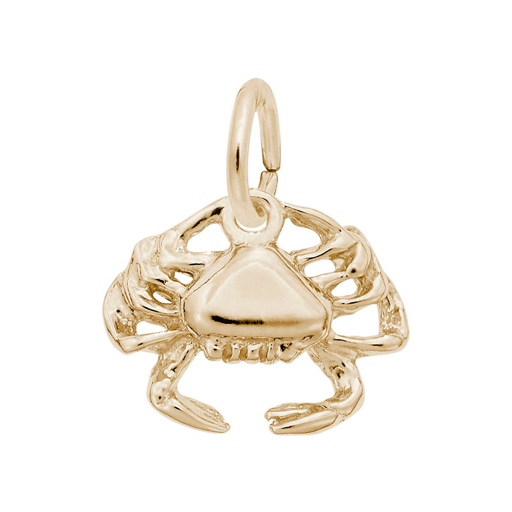 14K Yellow Gold Crab Accent Charm