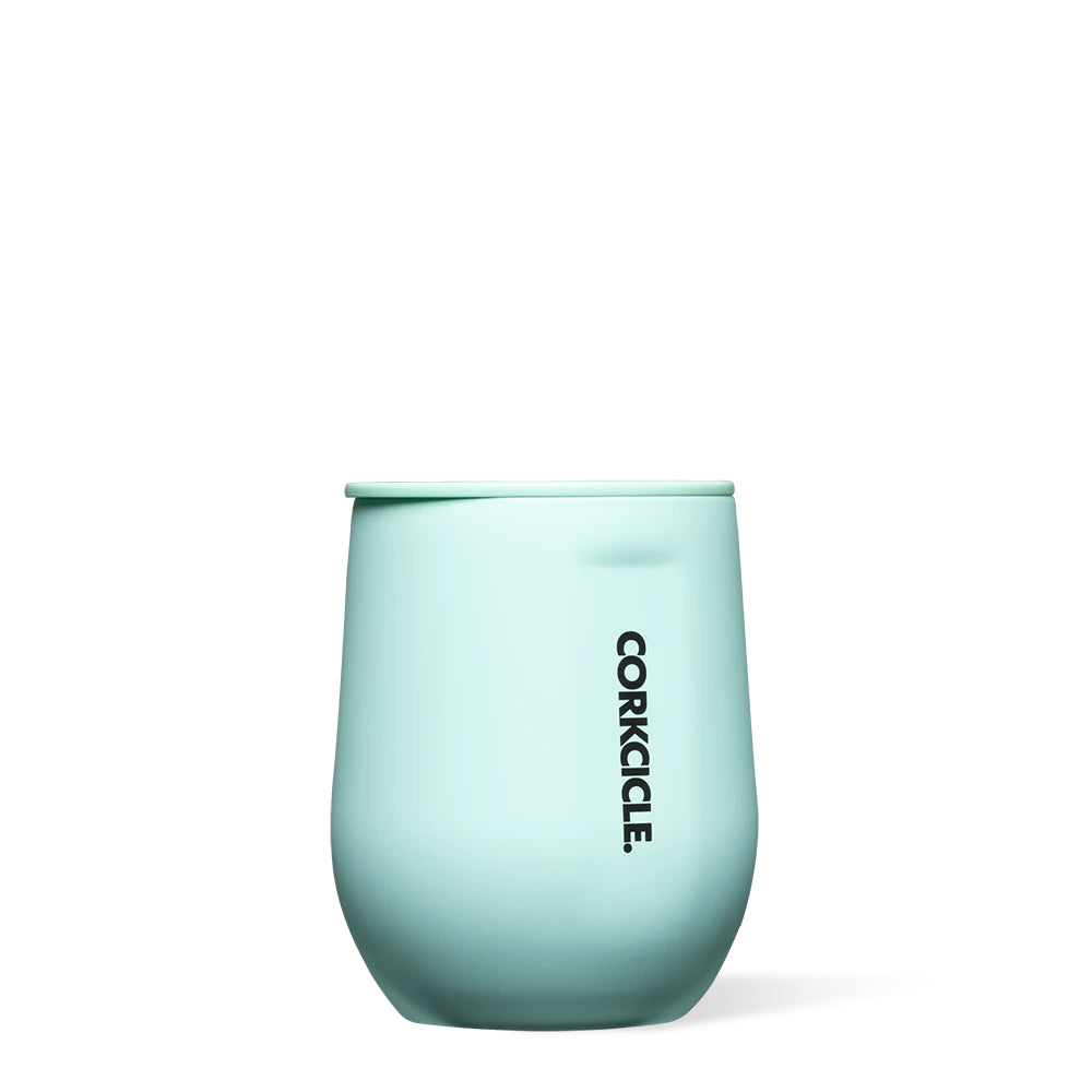 Teal tumbler with 'Corkcicle' branding on a white background.