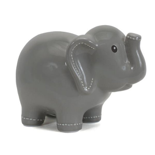 Child To Cherish Gray Large Stitched Elephant Bank