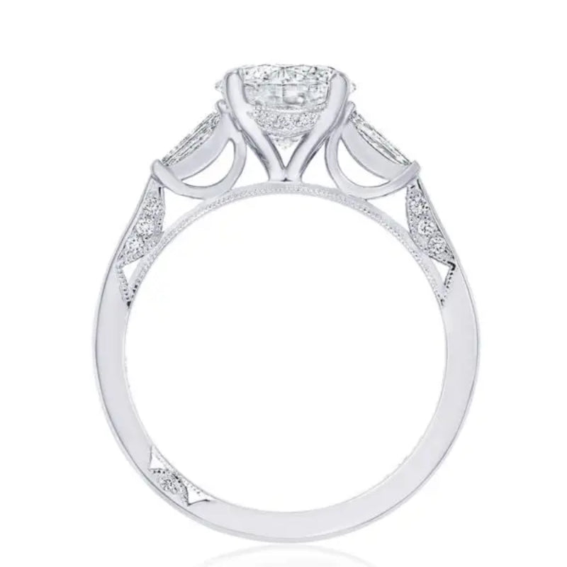 Tacori Simply Tacori 18K White Gold Round 3-Stone Engagement Ring 7.5mm Center