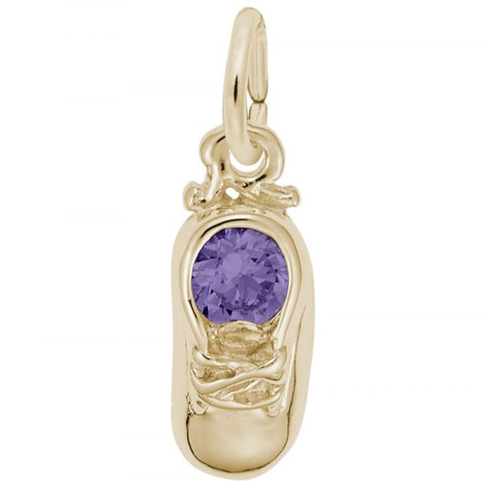 14K Yellow Gold Baby Shoe Charm February