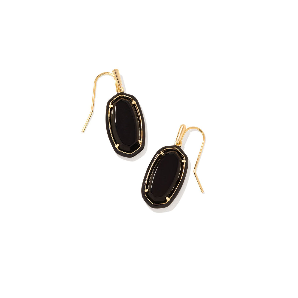 Kendra Scott Dani Enamel Framed Gold Drop Earrings