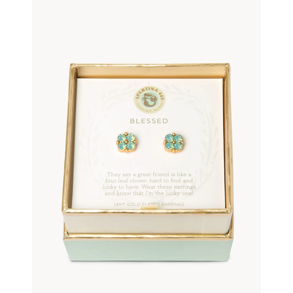 Spartina Sea La Vie Stud Earrings Blessed/Seafoam Clover