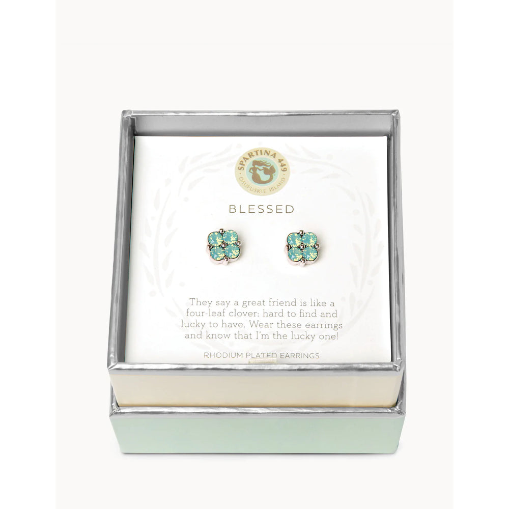 Spartina Sea La Vie Stud Earrings Blessed/Seafoam Clover