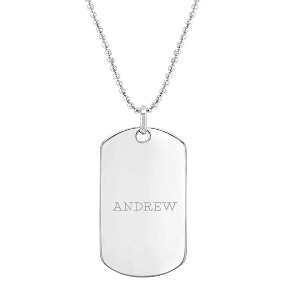 Children's Sterling Silver Personalized Chain ID Tag Pendant Necklace