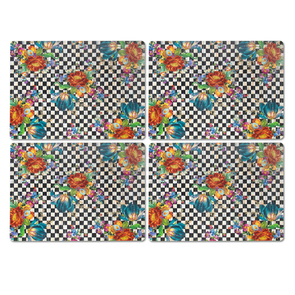 Flower Market Cork Placemats - set of 4 with floral design. 