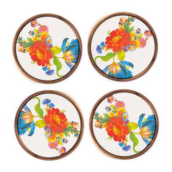 MacKenzie-Childs Flower Market Wood Based Coasters - Set of 4