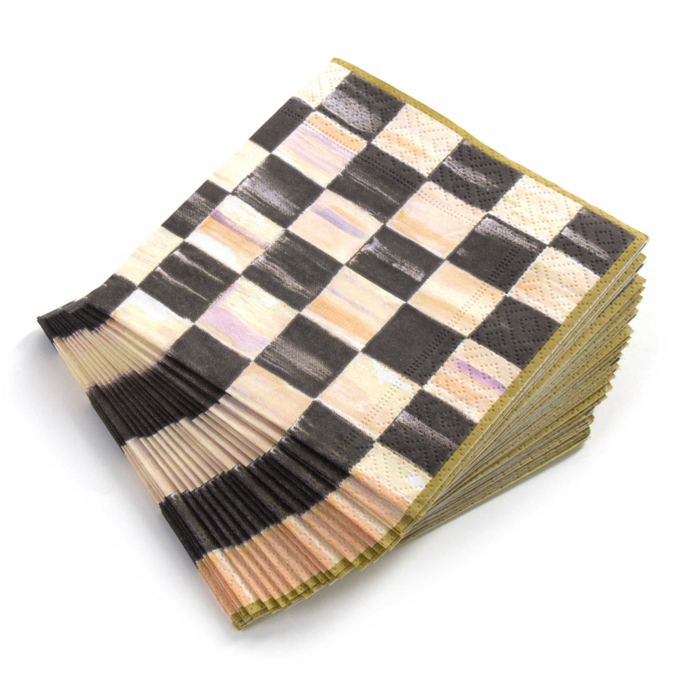 MacKenzie-Childs Courtly Check Paper Napkins - Cocktail - Gold