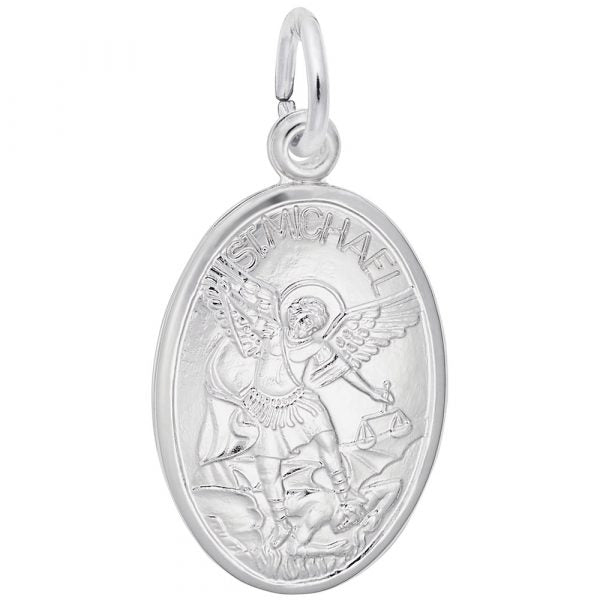Sterling Silver St. Michael Oval Charm