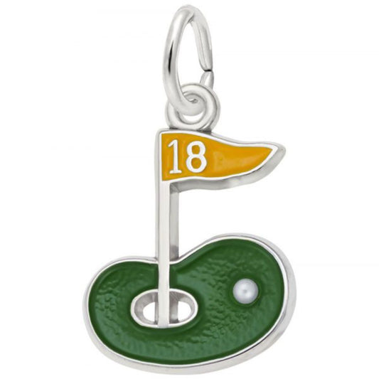 Silver Golf Green Charm