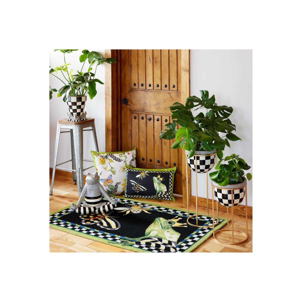 Life style photo of MacKenzie-Childs Courtly Check Plant Stand 