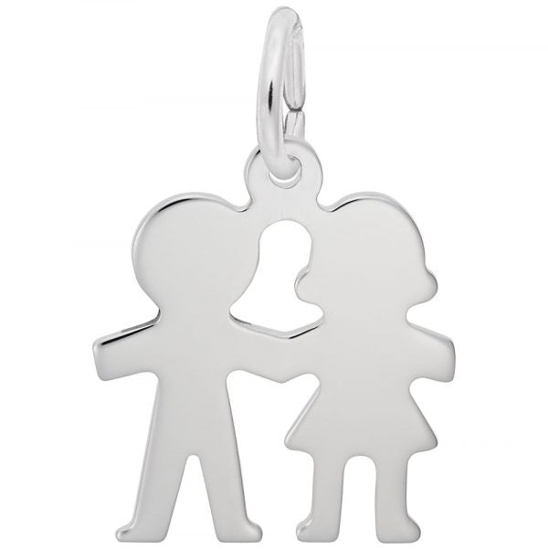 Sterling Silver Boy and Girl Holding Hands Charm