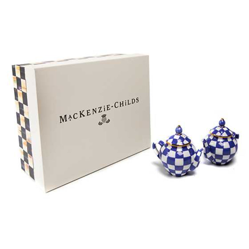 MacKenzie-Childs Royal Check Teapot Salt & Pepper Set