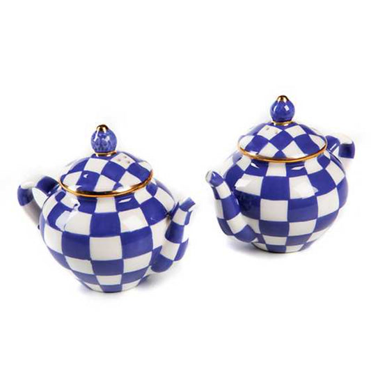 MacKenzie-Childs Royal Check Teapot Salt & Pepper Set