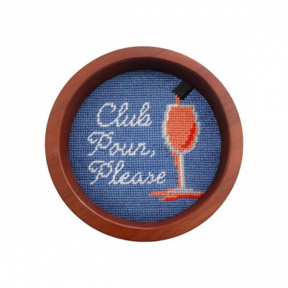 Smathers & Branson Club Pour Please Rose Needlepoint Wine Bottle Coaster