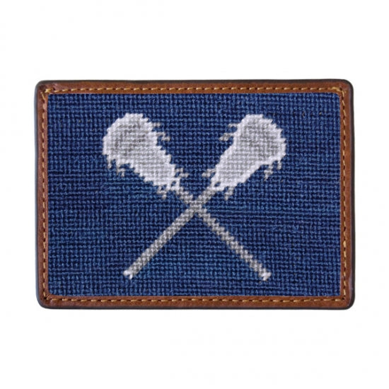 Smathers & Branson Lacrosse Sticks Needlepoint Card Wallet