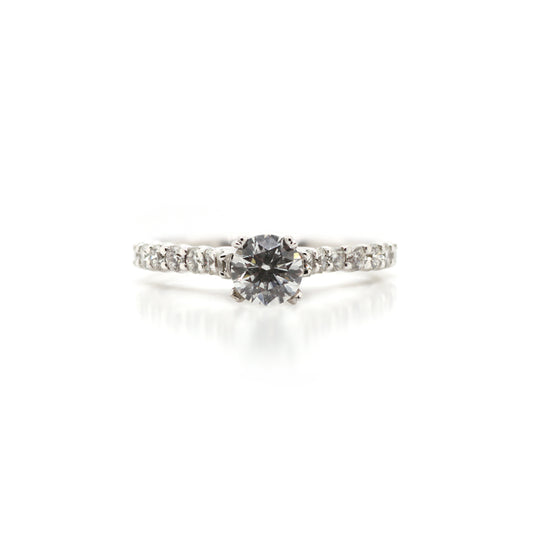 14k White Gold Shared Prong Engagement Ring