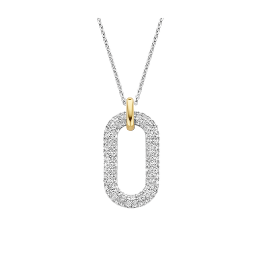 TI SENTO-Milano Sterling Silver Oval CZ Pendant Necklace