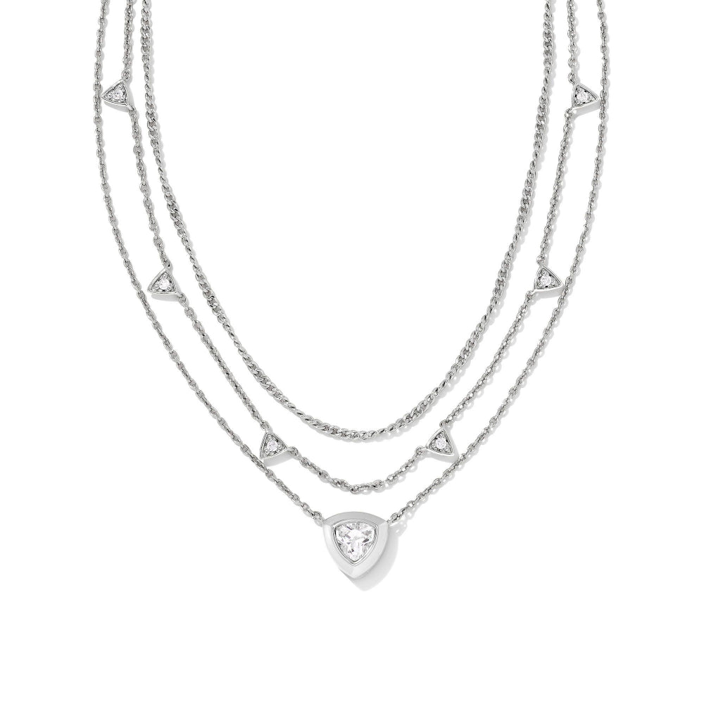 Kendra Scott Arden Multi Strand Necklace in White Crystal