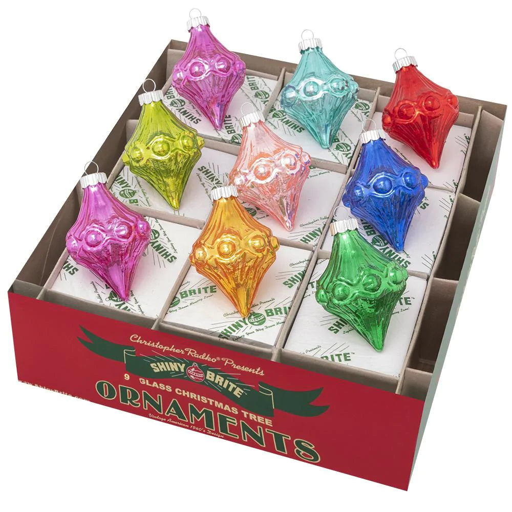 Christopher Radko Christmas Confetti 9 Count 2.5" Shape Ornament Set