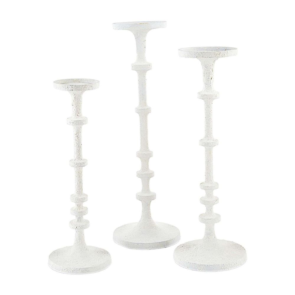 Mud Pie White Metal Candlesticks