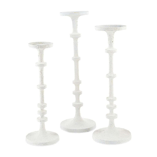 Mud Pie White Metal Candlesticks