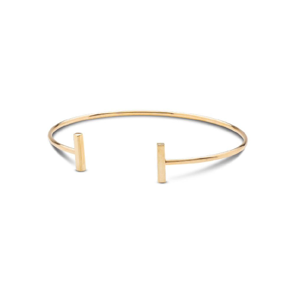 14k Gold T Bar Cuff Bracelet