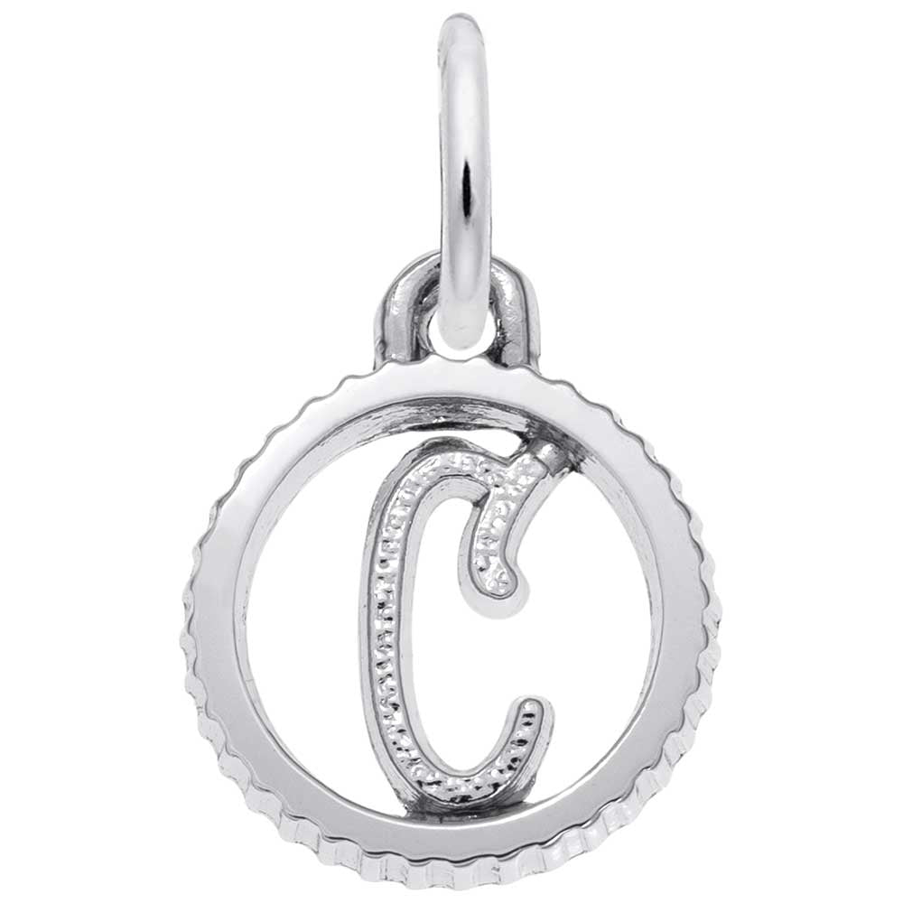 Sterling Silver Open Disc Initial Charm