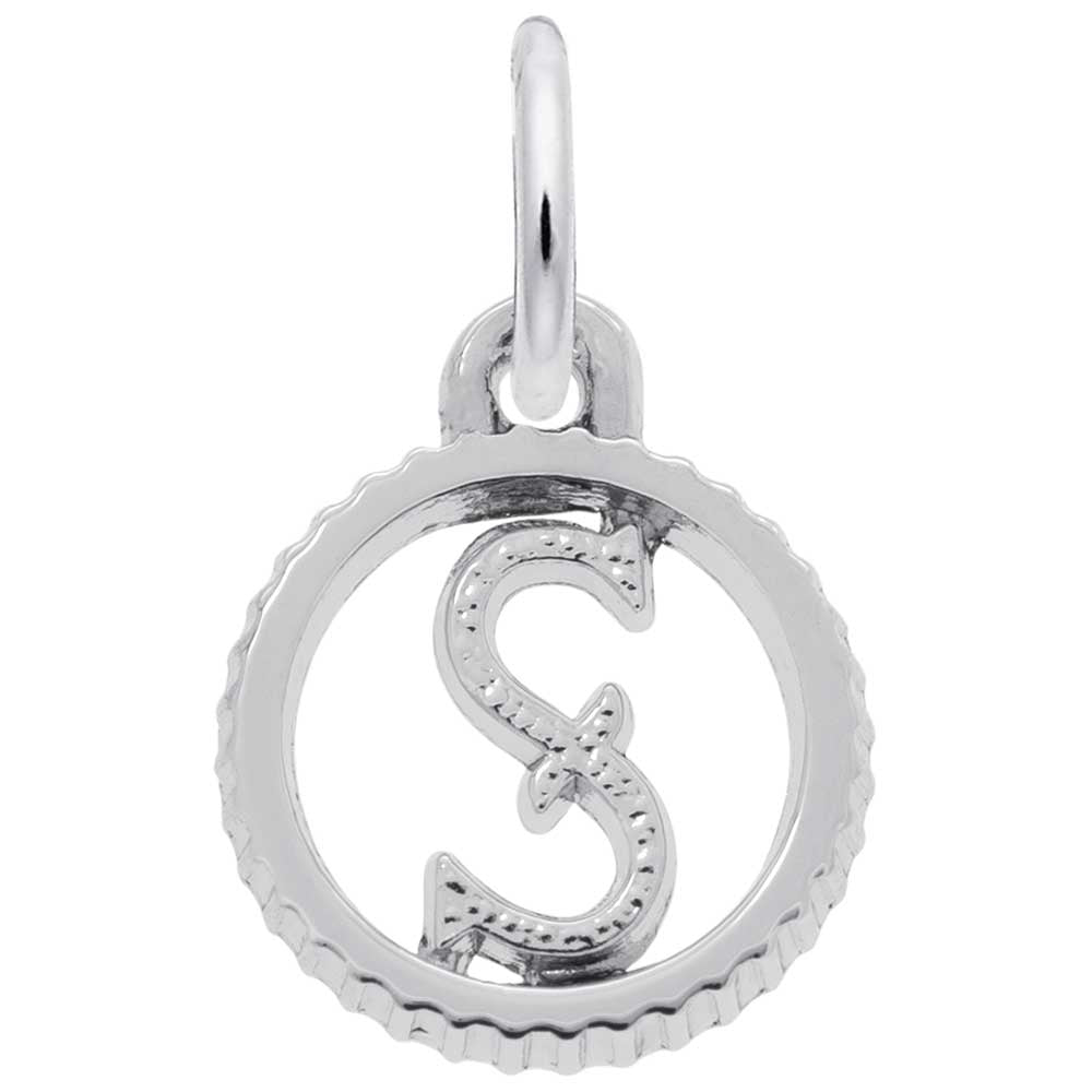 Sterling Silver Open Disc Initial Charm