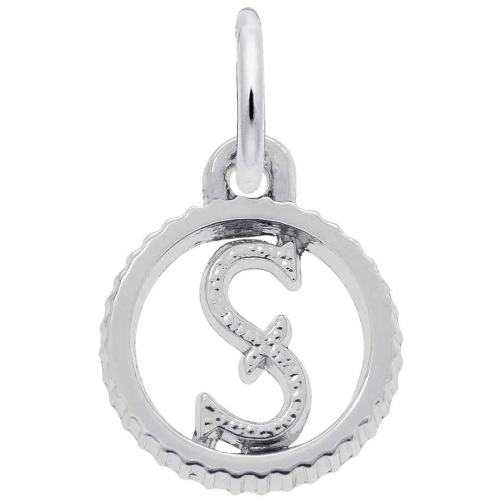 Sterling Silver Open Disc Initial Charm