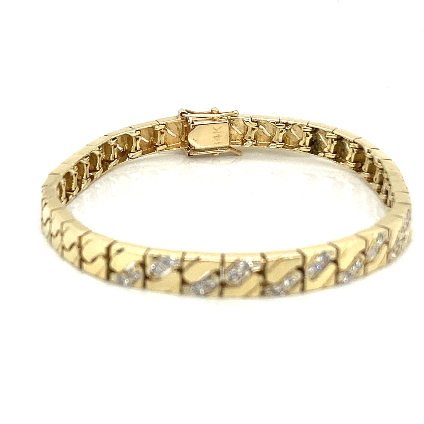 Estate 14k Yellow Gold Diamond S Link Bracelet