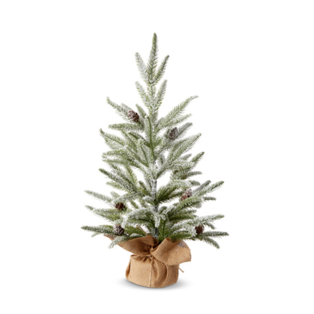 Raz Imports Snowy Tree with Pinecones in Burlap Bag