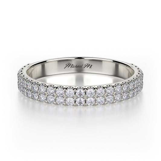 Michael M 18W  Two Row Pave Set Band