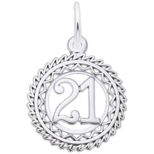 Sterling Silver #21 Round Charm