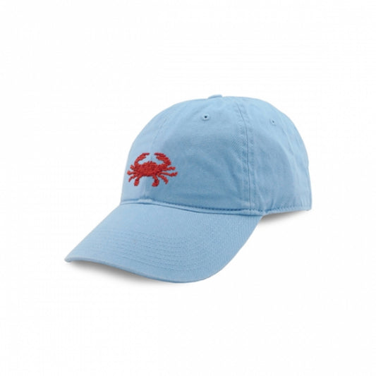 Smathers & Branson Coral Crab Needlepoint Hat - Light Blue