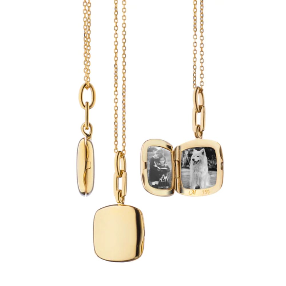 MRK 18k Gold Slim Cushion "Viv" Locket Necklace