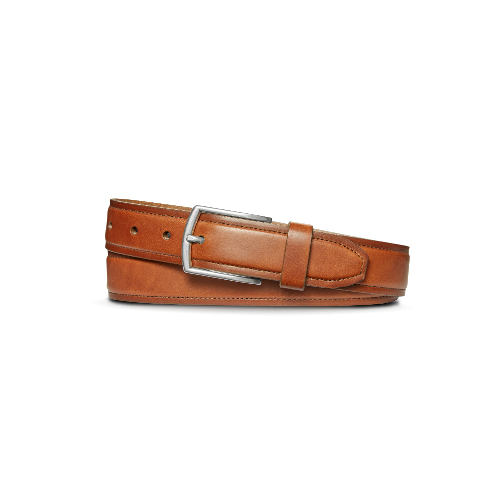 Shinola Bombay Topstitch Bourbon Natural Leather Belt