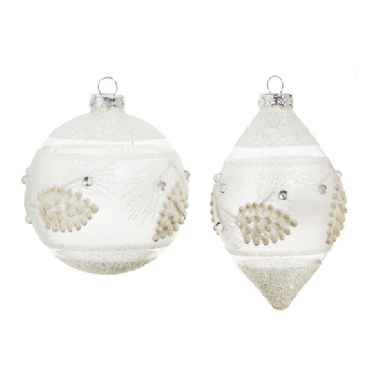 White Textured Pinecone Ornament
