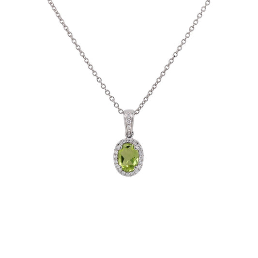 14k Oval Gemstone and Diamond Pendant