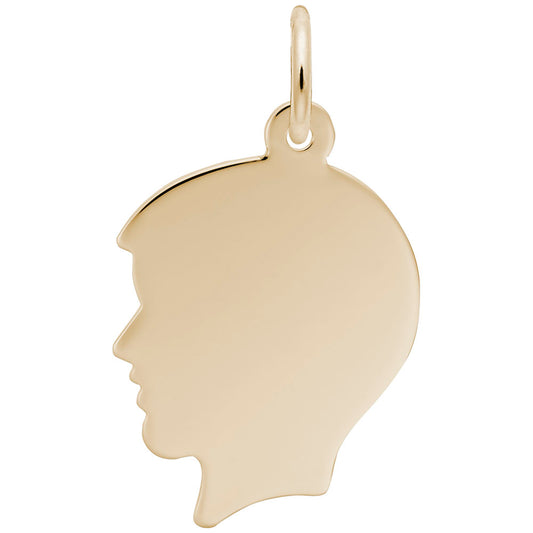 14k Gold Flat Boy's Head Charm