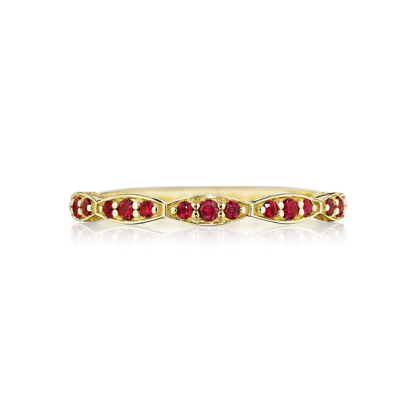 Tacori Sculpted Crescent Marquise Design Wedding Band with Ruby