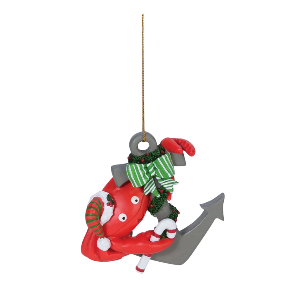 Christmas Crab on Anchor Ornament