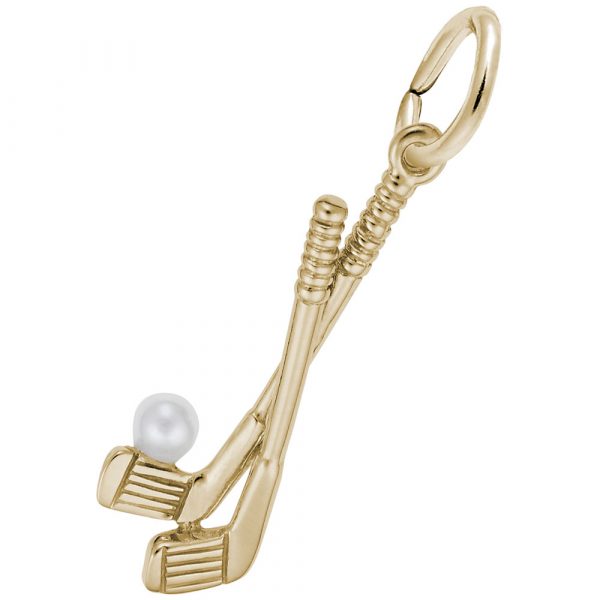 14K Yellow Gold Golf Clubs with Ball