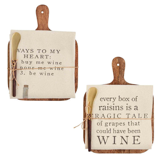 Mud Pie Wine Board & Towel Set
